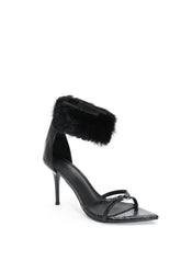 Myka Furry Zipper Stiletto Sandals