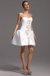 Saly Strapless Sleeveless Flowers Bandage Mini Dress