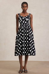 Noah Dot Printed Halter Midi Dress