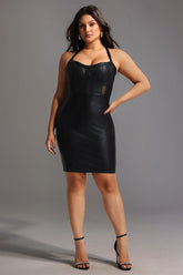 Halter Black Metallic Cocktail Dress - Black