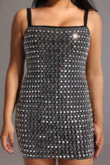 Darcy Rhinestones Halter Bandage Mini Dress - Black