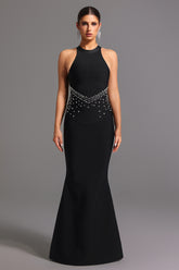 Sarly Bandage Halter Fishtail Maxi Dress