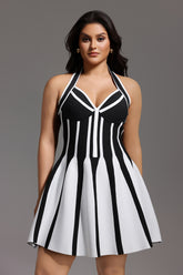Eudora Halter Sleeveless Streak Bandage Mini Dress