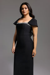 Romelle Short Sleeve Diamond Bandage Maxi Dress