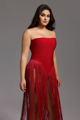 Valentina Strapless Fringe Dress