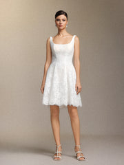 Tutuni Lace square-neck halter mini dress