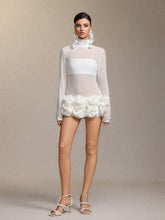 Halasa Long Sleeve Flowers Mini Dress