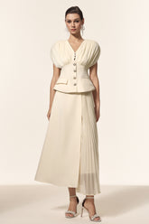 Harli V-Neck Sleeveless Folds Top And Skirt Two-Piece Set