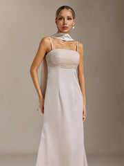 Tadita Spaghetti-strap slimming ribbon Maxi Dress