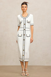 Sadala Round Neck Short Sleeves Midi Dress