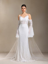 Ulasa Tassel Lace Sling Flared sleeves maxi wedding dress
