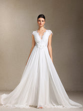 Slaia Fold Backless Lace Trailing maxi wedding dress