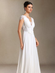 Slaia Fold Backless Lace Trailing maxi wedding dress
