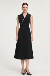 Contrast-Stitched Crepe Midi Dress
