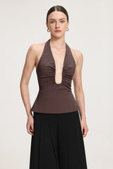 Pleated V-Neck Top