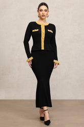 Rumi Round Neck Long Sleeves Fishtail Maxi Dress