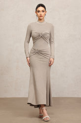 Novah Long Sleeves Folds Fishtail Maxi Dress