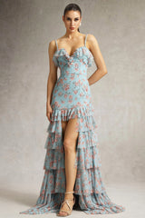 Haliy Floral Print Ruffle Maxi Dress
