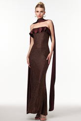 Zainab Elegant Contour Rhinestone Knit Maxi Dress