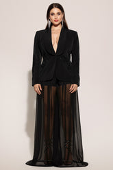 Demri Long Sleeves V-Neck Hollow Out Sequins Maxi Two Piece Set