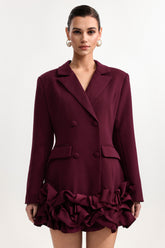 Leonie Elegant Tailored Long Sleeve Woven Red Mini Dress