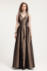 V-Neck Ball Gown Maxi Dress