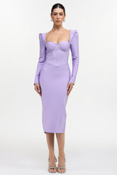 Parker Classic Cinched Waist Long Sleeve Bandage Maxi Dress