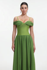 Selma Classic Contour Off Shoulder Ruched Bandage Maxi Dress