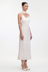 Kasuni Elegant Contour Sleeveless Textured Knit Maxi Dress