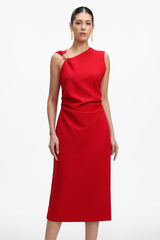Zaria Classic Tailored Asymmetrical Woven Maxi Dress