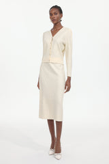 Serafe Romantic Contour Long Sleeve Knit Top And Skirt Two-Piece Set