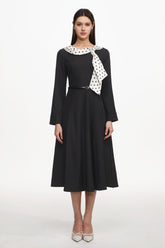 Tikia Vintage Contour Long Sleeve Knit Maxi Dress