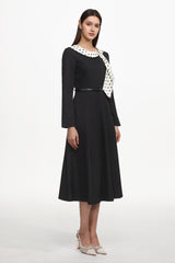 Tikia Vintage Contour Long Sleeve Knit Maxi Dress