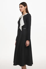 Tikia Vintage Contour Long Sleeve Knit Maxi Dress