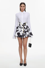 Eithne Long Sleeve Printing Mini Two-Piece Set