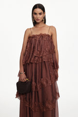 Tutti Resort Flowy Sleeveless Lace Woven Maxi Dress