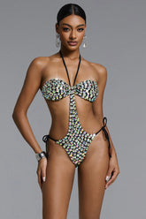 Lyall Sexy Stripe Rhinestone Swimsuit