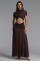 Fanni Chic Contour Short Sleeve Cut Out Ruched Maxi Dress