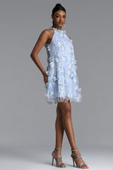 Juniper Elegant Tailored Halter Floral Sequin Midi Dress