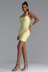 Easton Classic Contour Halter Stripe Bandage Yellow Maxi Dress
