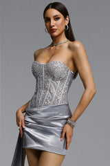 Indi Chic Contour Strapless Pleated Sequin Mini Dress