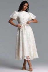 Ilsa Resort Flowy Puff Sleeve Floral Woven Maxi Dress