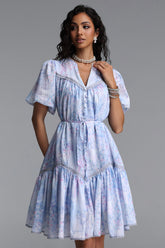 Kiera Resort Flowy Puff Sleeve Floral Print Woven Mini Dress