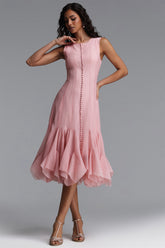 Ethel Resort Flowy Round Neck Sleeveless Ruffle Chiffon Maxi Dress