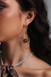 Filasy Gold Amber Long Drop Earrings