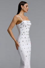 Leko Chic Contour Rhinestone Bandage Maxi Dress