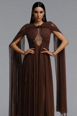 Paul Vintage Halter Twist Knot Cutout Flowing Panel Maxi Dress