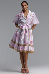 Neal Resort Flowy Puff Sleeve Print Woven Mini Dress