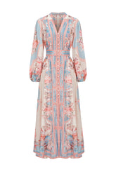 Dorte Long Sleeve Floral Printed Maxi Dress