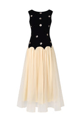 Roto Sleeveless Sequin Flowers Maxi Dress